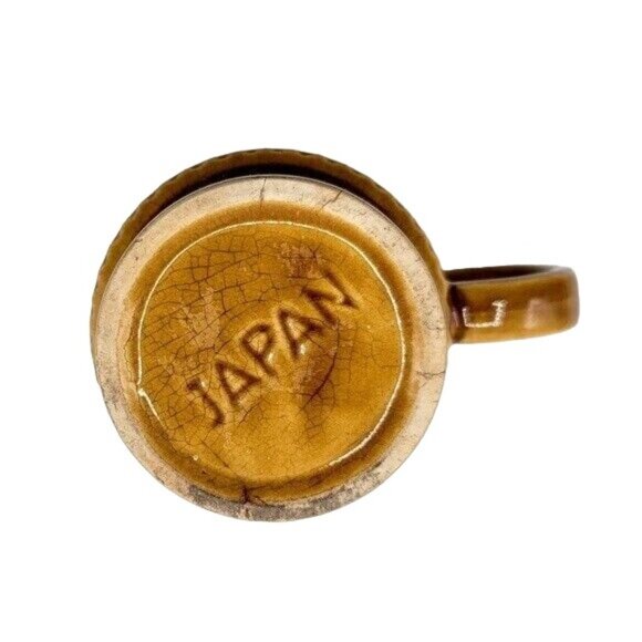 2/$15 Vintage Drip Glaze Fluted Mug Brown 3.5" Stackable Round Cup Made in Japan - Picture 8 of 10